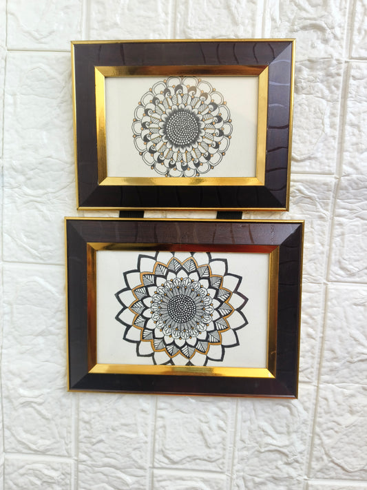 Brown framed Handmade Mandala Art