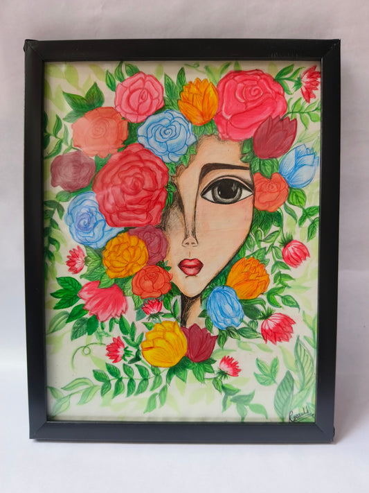 Floral Goddess Watercolor Painting