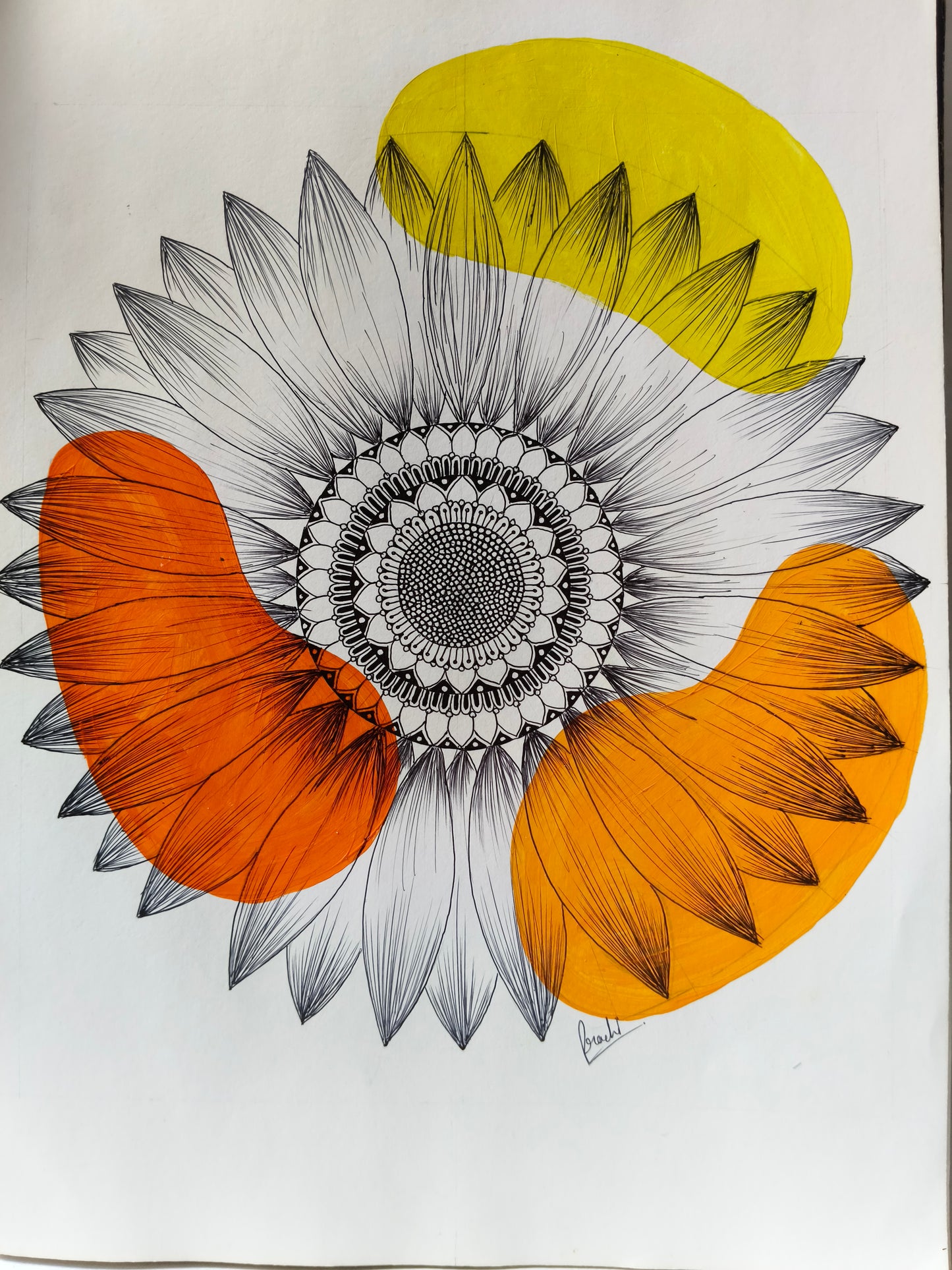 Sunflower Mandala Painting