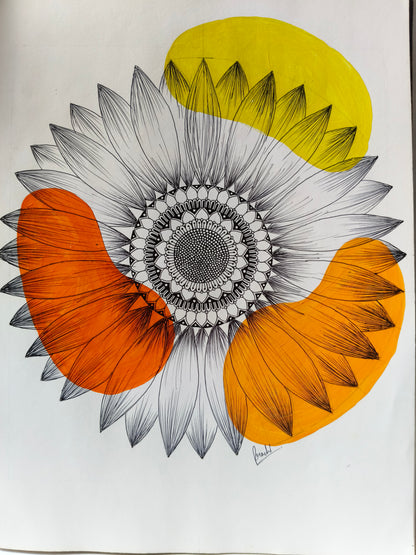 Sunflower Mandala Painting