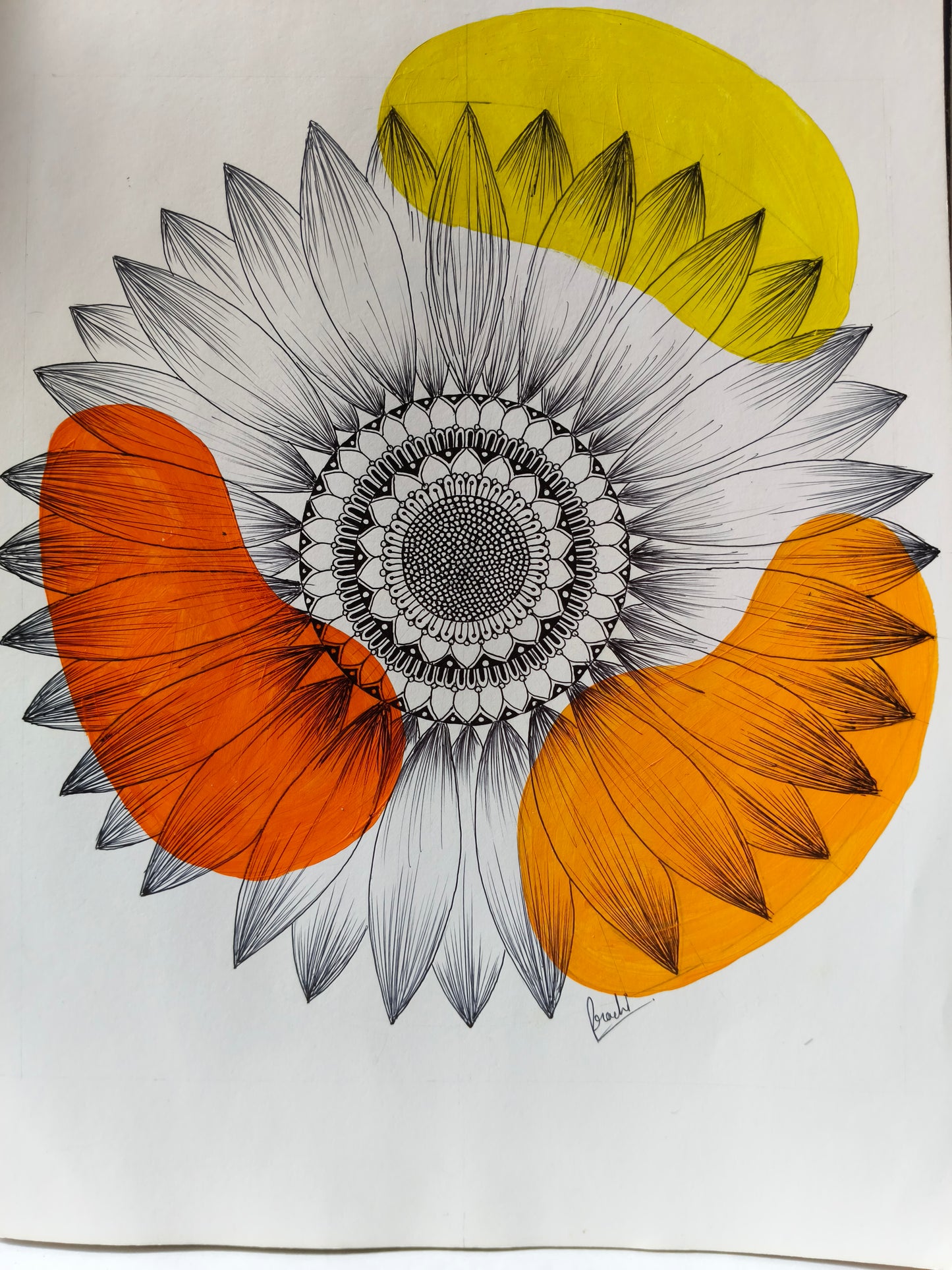 Sunflower Mandala Painting