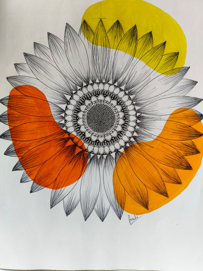 Sunflower Mandala Painting