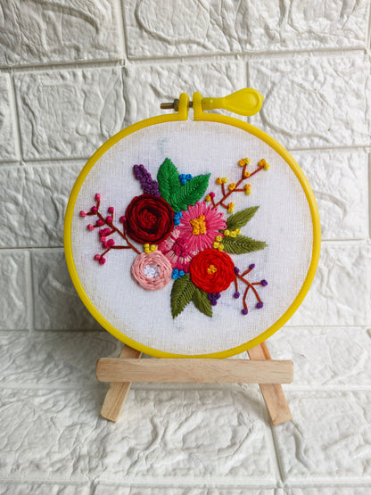 Handcrafted Floral Hoop Art