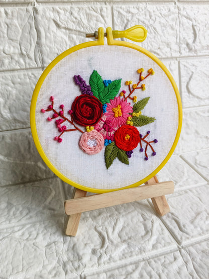 Handcrafted Floral Hoop Art