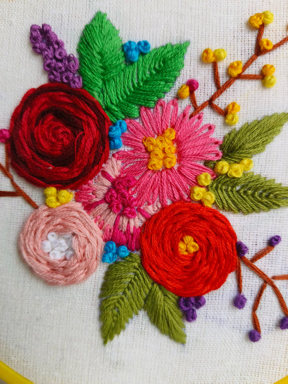 Handcrafted Floral Hoop Art