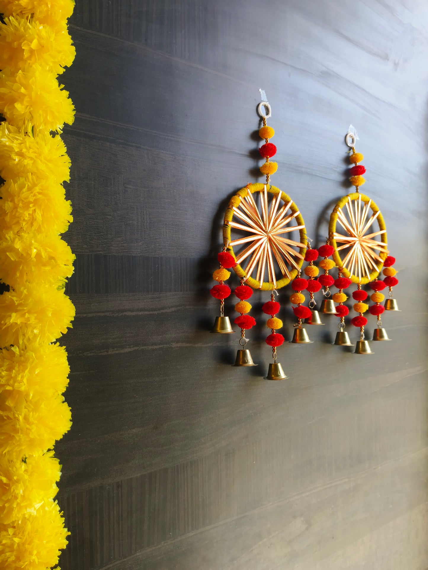 Tied Ribbons Decorative Wall & Door Hanging Toran with Bells